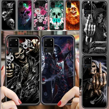 Grim Reaper Kaukolė siaubo Kietas Telefono dėklas, Skirtas Samsung Galaxy Note 4 8 9 10 20 S8 S9 S10 S10E S20 Plius UITRA Ultra black tapyba