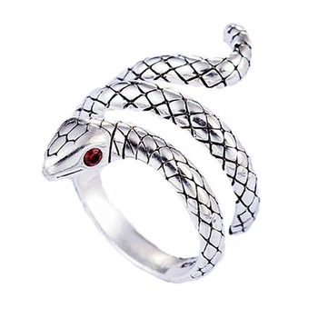 Gryno Sidabro Gyvūnų Gyvatės Žiedas Originalūs Papuošalai Unisex Atidaryti Reguliuojamo Dydžio Žiedas Žmogus
