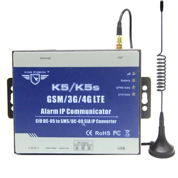 GSM 3G SMS/GPRS/Ethernet/keitiklis skirtas signalizacijos sistemos konverteris tada PSTN Ademco Contact ID Valdymo skydo SMS alert ir SIA K5S