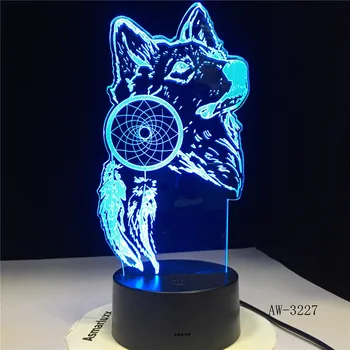 Gyvūnų Dekoro 3D LED pagrindiniai kištukiniai naktinių lempų lizdai Spalvinga Vilkas Dizaino stalinė Lempa Namų Dekoro Iliuzija Žibintai Miegamasis, Modernus Dekoro AW-3227