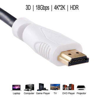 HDMI Kabelis 2.0 v Tipo Vyrų Vyrų 3D 4K Ethenet HD TV, Monitorius, projektorius, xbox blue ray Grotuvas, PS3, PS4