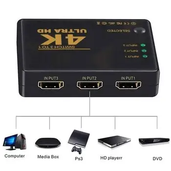 HDMI suderinamus Vaizdo Perjungimas Switcher HDMI suderinamus Splitter 3 įvesties ir 1 išvesties Prievadas Centru, DVD HDTV PS3