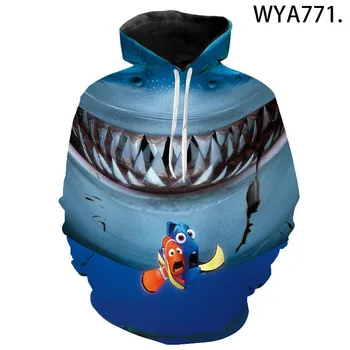 Hoodies Kietas žuviukas Nemo 3D Atspausdintas Vyrų, Moterų, Vaikų Streetwear Megztinis ilgomis Rankovėmis Megztiniai Berniukas Mergaitė Vaikai Mados Kailis