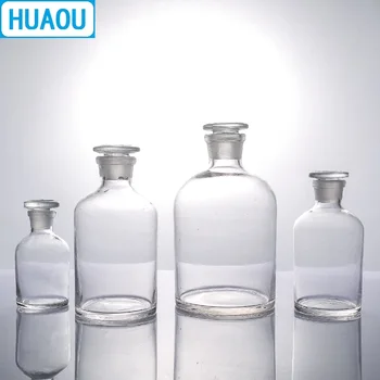 HUAOU 1000mL Siauras Nagų Reagento Butelis 1L Skaidrus, skaidraus Stiklo su matinio Stiklo Kamščiu, Laboratorinė Chemija, Įranga