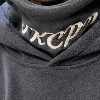 Japonija Stiliaus Raidės Siuvinėjimas Vyrai Laisvi Hoodies Aukšto Kaklo Puloveriai Poliesterio Audinio Hip-Hop Mens Megztiniai Su Gobtuvu