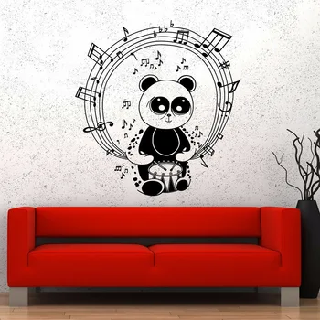 Juokinga, Vinilo Sienos Lipdukas Už Kambarį Muzikos Ritmą Panda Bear Būgnų Melodiją Sienų Lipdukai Vaikų Kambario, Miegamojo Apdailos W528