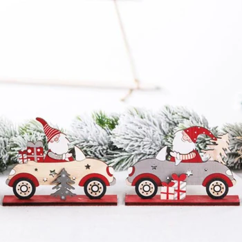Kalėdų Santa Claus su Medžio vairuoti automobilį Puošyba Medinis 