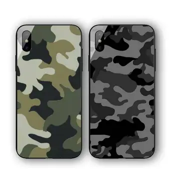 Kamufliažas Modelio Camo karinės Armijos Telefono dėklas Grūdintas Stiklas Prabanga Telefono dėklas Skirtas iPhone 11pro MAX 8 7 6 6S Plus X XS MAX XR