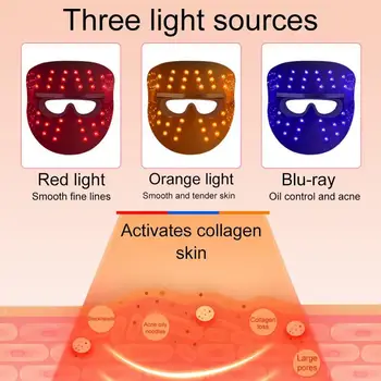 Karšto Pardavimo Fotonų Elektros LED Kaukė LED kaukė Šviesos Priežiūros Terapijos 3 spalvų moterys 7 Grožį, spalvas, Odos I7T5
