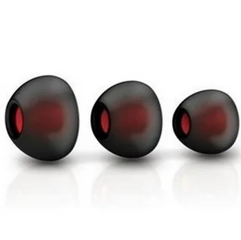 Karšto pardavimui, 3 dydis juoda-raudona dviejų spalvų silikono izoliaciją ausinių pumpurai patarimai ausinių eartips ausų už universali laisvų rankų įranga 3pair