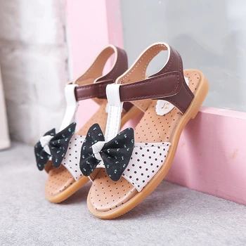 Karšto PARDAVIMUI, iki 2018 m. vasaros naujų Non-slip vaikams, batai mergaitėms spausdinimo bowknot Princesė Butas batai mergaitėms minkšto dugno sandalai