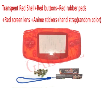 Karšto Transpent Raudonos Spalvos Korpusas su Lukštais Padengti+Raudona Ekranas Objektyvas +Anime Lipdukai Game Boy Advance GBA Būsto Žaidimų Konsolės