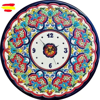 Keramikos Laikrodis ispanijos 34 cm. /13.4 colių Skersmens emaliuota rankų darbo, Pagaminti Ispanijoje-Menas-ir Namų dekoro