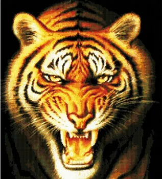 King of monstrus, kryželiu rinkinys gyvūnų tigras 14ct 11ct skaičius atspausdinta drobė x siūlės siuvinėjimo 