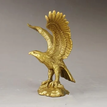 Kinijos FengShui Skulptūra Žalvario, Vario Eagle Hawk Tercel Išsiplėtė Sparnuotas Sėkmės Statula