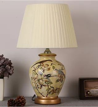 Kinijos kaimiškas gėlių&paukščių keramikos Stalo Lempos Europos klasikinis dimeris/touch medžiaga E27 LED lempa naktiniai&fojė&studio MF009