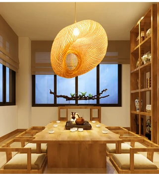 Kinų stiliaus bambuko rotango liustra Pietryčių Azijos restoranas koridoriaus praėjimo liustra arbatos kambarys, valgomojo liustra