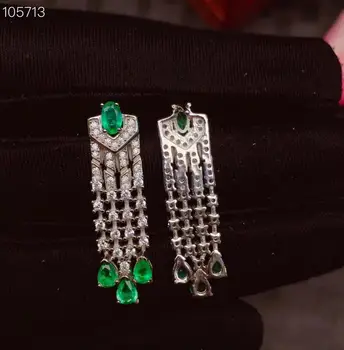 KJJEAXCMY fine jewelry gamtos Smaragdas 925 sterlingas sidabro prabanga mergina naujas brangakmenio auskarai Earbob paramos bandymas