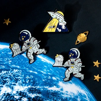 Kosmoso Keliautojas Serija Metalo ženklelis turėtojas Kawaii Dekoratyvinis ženklelis korėjos Mokyklos Reikmenys