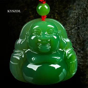 KYSZDL Gamtos Hetian Špinatai žalia yu akmens Buda pakabukas Vyrų ir moterų žalia yu akmens pakabukas papuošalai nemokama dovanų dėžutė