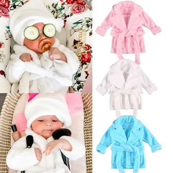 Kūdikiams, Kūdikių Mergaitės, Flanelė Minkštas Chalatas naktiniai drabužiai Žiemos Bamblys Naujagimių Berniukų Kimono Chalatas, Pižama Sleepwear Nightgowns su Diržu