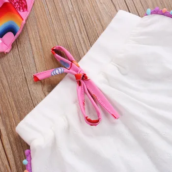Kūdikiui Baby Girl marškinėliai Topai + Sijonas Animacinių filmų Spausdinti Vaivorykštė Plaukioja Rankovės Vaikas Outfis 2vnt Komplektas