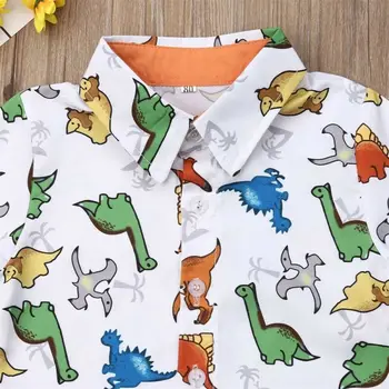 Kūdikių Berniukų Dinosaursunsuit Bamblys Vaikai trumpas rankovės džentelmenas, marškinėliai, Topai +žalia Šortai vasaros Komplektus, Rinkinius