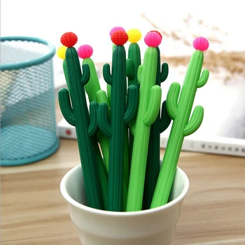 Kūrybos Kaktusas Formos Gelio Rašiklis Juokinga Žaliųjų Augalų 0,5 mm, Juodos Parašą Pen Mokyklos Raštinės Prekes