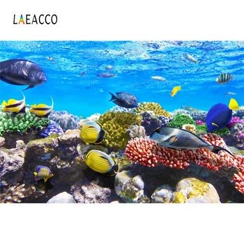 Laeacco Žuvų, Koralų, Jūrų Žvaigždė Ryklys Blizgesį Dugno Pasaulio Fotografijos Fonas Photozone Vinilo Foto Backdrops Fotostudija