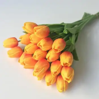 Latekso Tulpės PU Dirbtinės Gėlių puokštė Nekilnojamojo touch gėlių Namų puošybai Vestuvių Dekoratyvinės Gėlės LX8046