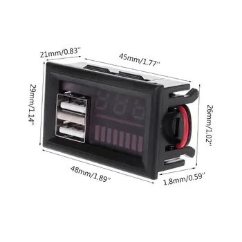 LED Digital Voltmeter Mini voltmetras Volt Testeris Skydelis DC 12V Automobiliai, Motociklai, Transporto priemonės Dvigubas USB Išėjimas 5V 2A