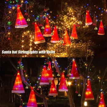 LED Kalėdų Skrybėlę šviesos Styginių Šviesos Iki Bžūp Kalėdos Žėrintis Dovana Vaikams 2021 Naujųjų Metų, Namų Dekoro, Lauko, Patalpų, Kieme, Medyje