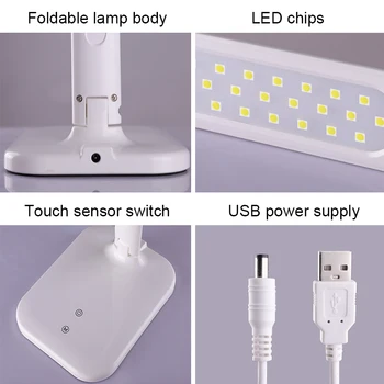 LED Stalo Lempa, Sulankstomas Pritemdomi Stalo Lempos Akių Apsauga USB Studijų Lempos Palieskite Jutiklio Skaityti Knygą, Šviesos, Vaikams, Vaiku, Biuro