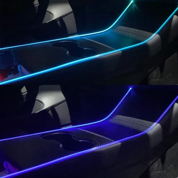 LED Šviesos Juostelės Mutis-spalva, Garso-įjungta RGB Automobilių Atmosfera Šviesos Lempa Tesla Model 3 Aplinkos Lempos Automobilių Interjero Apdaila