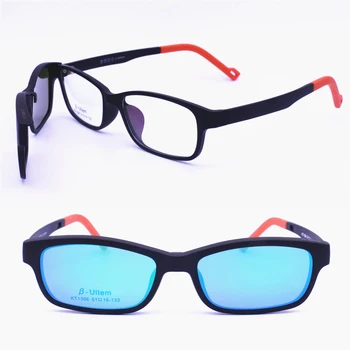 Lengvas ULTEM stačiakampio formos, optiniai akiniai, rėmeliai su nuimamu poliarizuoti akiniai nuo saulės įrašus paaugliams 1306