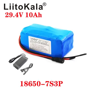 LiitoKala 24v 10ah 18650 3400mah 7S3P baterija 15A BMS 250w 29.4 V 10000mAh baterija neįgaliųjų vežimėlių variklio elektra