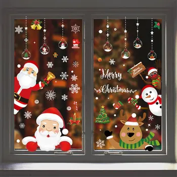 Linksmų Kalėdų Langą Lipdukai Kalėdų Dekoro Ir Namų Sienos, Stiklo Dvipusis Elektrostatinės Lipdukai Naujųjų Metų Namų Dekoro