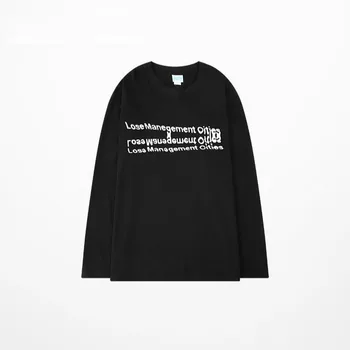 LISCN Rudens Žiemos Tendencijos Balta Spausdinimo Prarasti ilgomis Rankovėmis T-Shirt Vyrams Ir Moterims Tee Dugno Marškinėliai Medvilnės Viršų