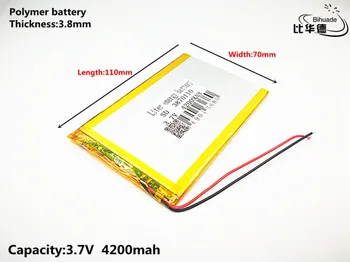 Litro energijos baterija Gera Qulity 3.7 V 4200mAH 3870110 Polimeras ličio jonų / Li-ion baterija tablet pc BANKAS,GPS,mp3,mp4