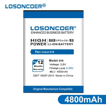 LOSONCOER 4800mAh už Cubot X18 Baterija Mobiliojo Telefono Baterija