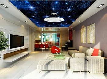 Lubų ekrano užsklanda fantasy žvaigždėto dangaus tapetai, 3D kambarį KTV sienų apdailai temą kūrybos lubų freskos