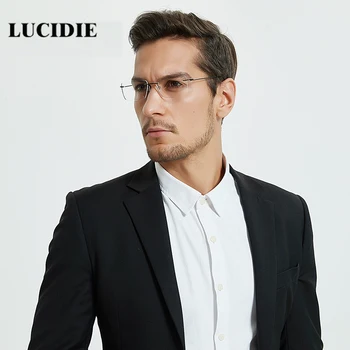 Lucidie Frameless taurės vyrų klasikinis lengvas skaidraus lęšio akiniai rėmeliai atmosfera skaidrūs akiniai