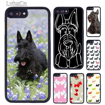 LvheCn Juodas Škotų Terjeras Šuo, Šuniukas, telefono dėklas, Skirtas iPhone 5 6S 7 8 Plius 11 12 Pro X XR XS Max 