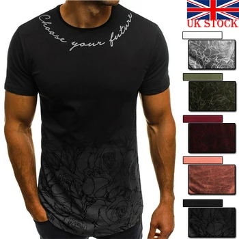 Mada Marškinėliai vyriški gradiento spalvos atspausdintas trumpas rankovėmis apvalios kaklo marškinėliai Apatiniai Vyras Tee Marškinėliai Marškinėlius Pilvo Vyras
