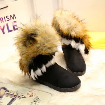 Madingų Moterų batai nauji sniego batai imitacija fox fur vamzdis šiltas batai moterims botas mujer invierno 2019 ботинки женские