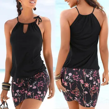 Mados Moterų Suknelė Seksualus Bodycon Suknelė 2020 Metų Vasaros Moterų Atsitiktinis Suknelė Be Rankovių Boho Spausdinti Paplūdimio Mini Paplūdimio Suknelės#J30