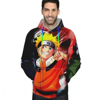 Mados Naruto Uzumaki 3D visoje Spausdinti Hoodie Vyrų Shippuden Anime Megztinis su Gobtuvu Palaidinukė Žiemą Gatvės Drabužiai Merch