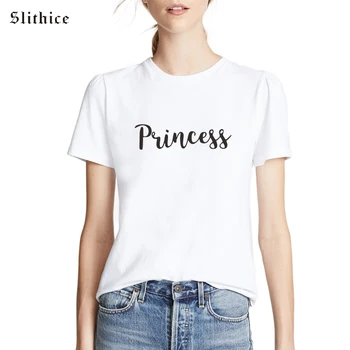 Mados Princesė Laiškas Spausdinti Moterų marškinėliai marškinėliai Atsitiktinis Vasaros Laisvalaikio t-shirt lady tee Dovana ropa de mujer