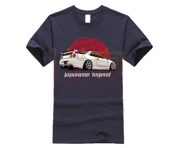 Mados Streetwear Vyrų Skyline GTR R34 T Shirt Apvalus Kaklas Classi Automobilio Dizainas Homme Tee Marškinėliai