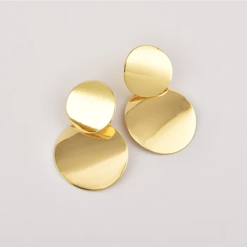 Mados Tabaluoti & Liustra Auskarai dviejų diskų stud plieno medžiagos, padengtą aukso spalvos moterims, merginos